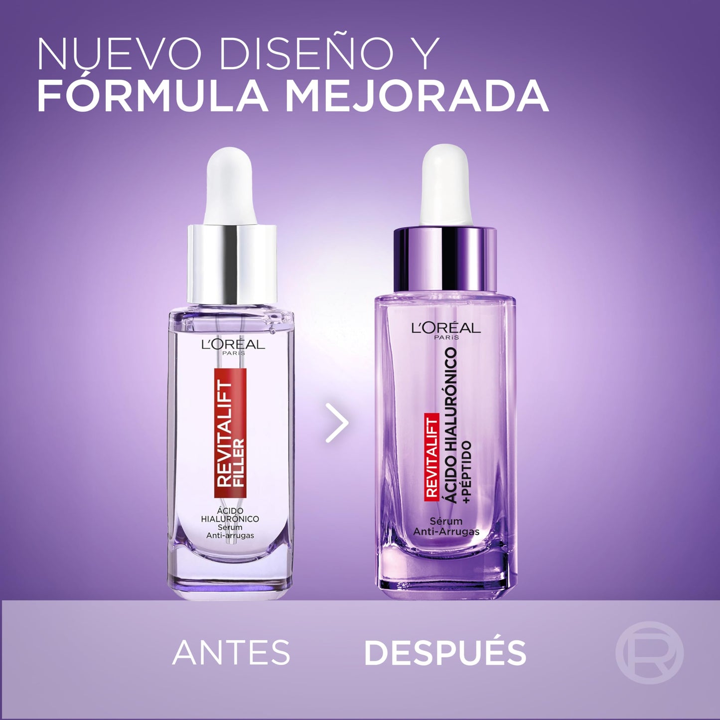 L'Oréal Paris Revitalift Filler Sérum Antiarrugas con Ácido Hialurónico, Péptidos. Nº1 del Mundo. Hidratación Duradera y Profunda. Ilumina y Rellena en 1H. Inspirado en Cosmética Coreana, 30ml