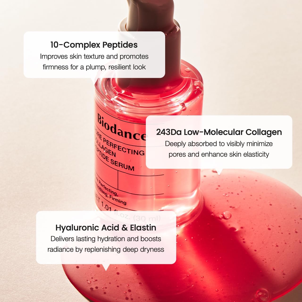 BIODANCE Sérum Facial de Colágeno y Péptidos – Minimiza Poros y Reafirma la Piel – Prebase de Maquillaje (Primer) Hidratante y Corrector de Brillo – Cosmética Coreana (K-Beauty), 30ml