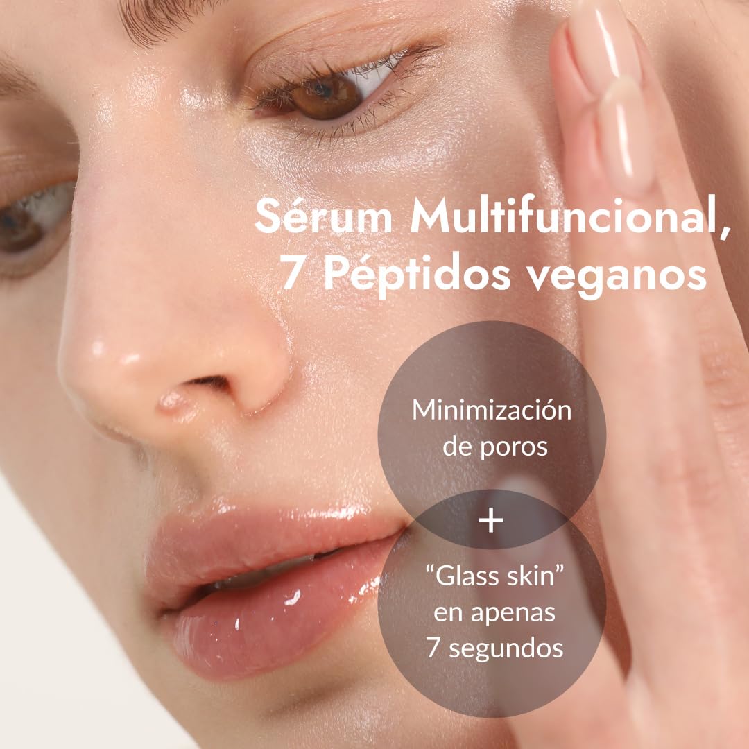 SÉRUM POTENCIADOR CON 7 PÉPTIDOS 150ML – Booster Serum, Brillo Instantáneo Glass Skin, Refinamiento de Poros, Hidratación Duradera, Skincare Vegano Coreano
