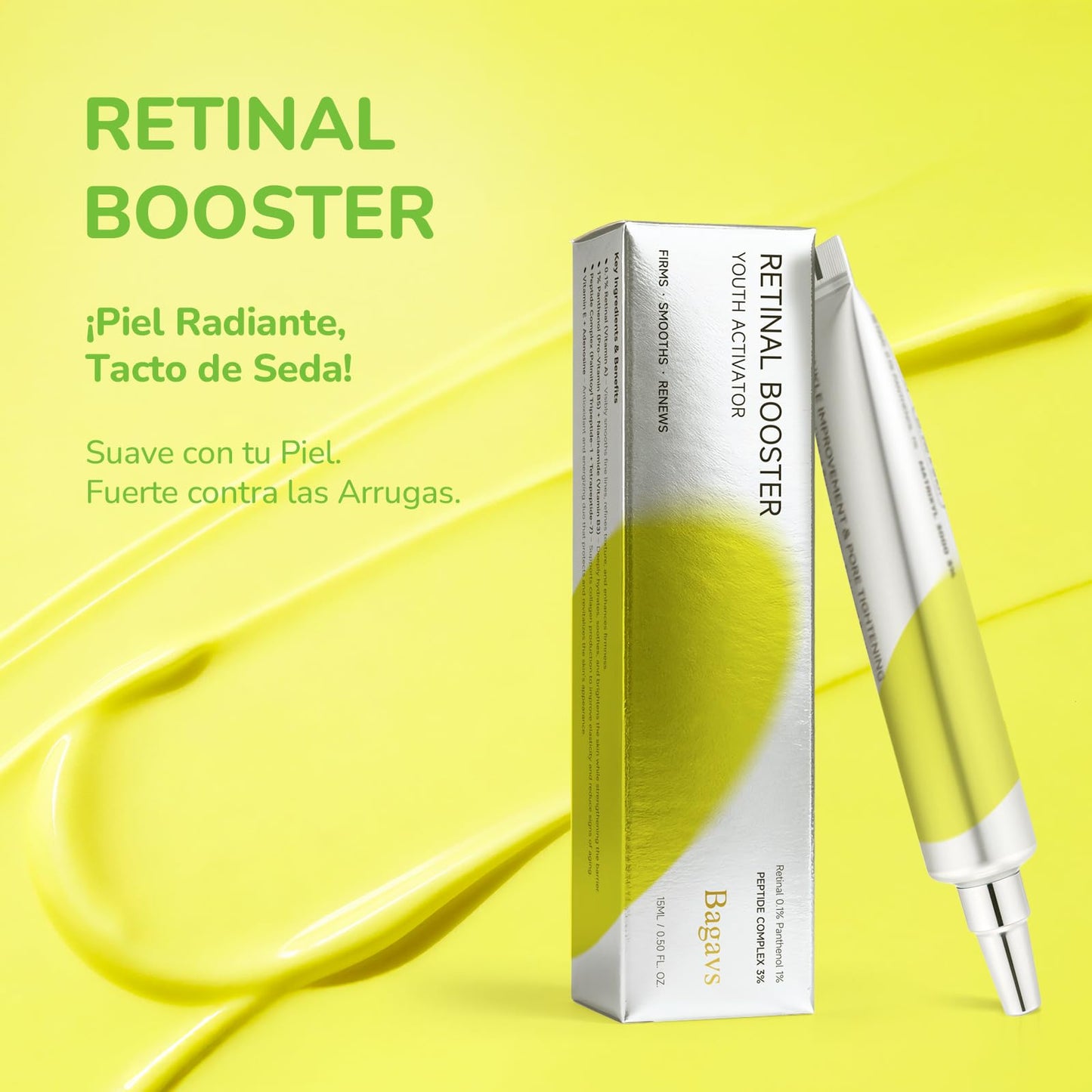 Sérum de Retinol con Retinal Booster, Niacinamida, Pantenol y Péptidos – Skin Care Antimanchas y Antiarrugas, Ayuda a Mejorar la Apariencia de Poros y Ojeras,15ml