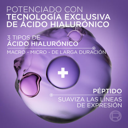 L'Oréal Paris Revitalift Filler Sérum Antiarrugas con Ácido Hialurónico, Péptidos. Nº1 del Mundo. Hidratación Duradera y Profunda. Ilumina y Rellena en 1H. Inspirado en Cosmética Coreana, 30ml