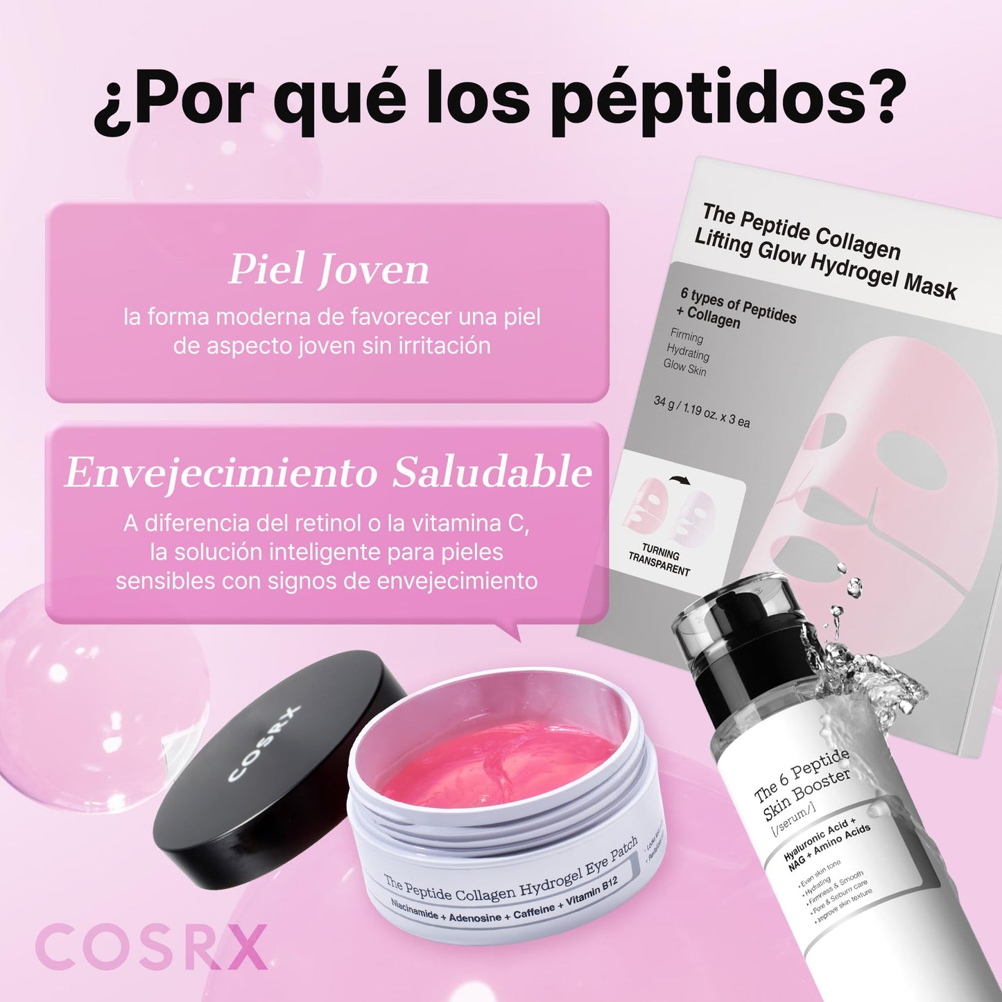 COSRX Tónico Sérum de 6X Peptidos Collagen Booster, Niacinamida y Ácido Hialurónico, Esencia Facial Potenciadora de Renovación Cutánea, para Todo Tipo de Piel, Libre de Parabenos, Korean Skincare