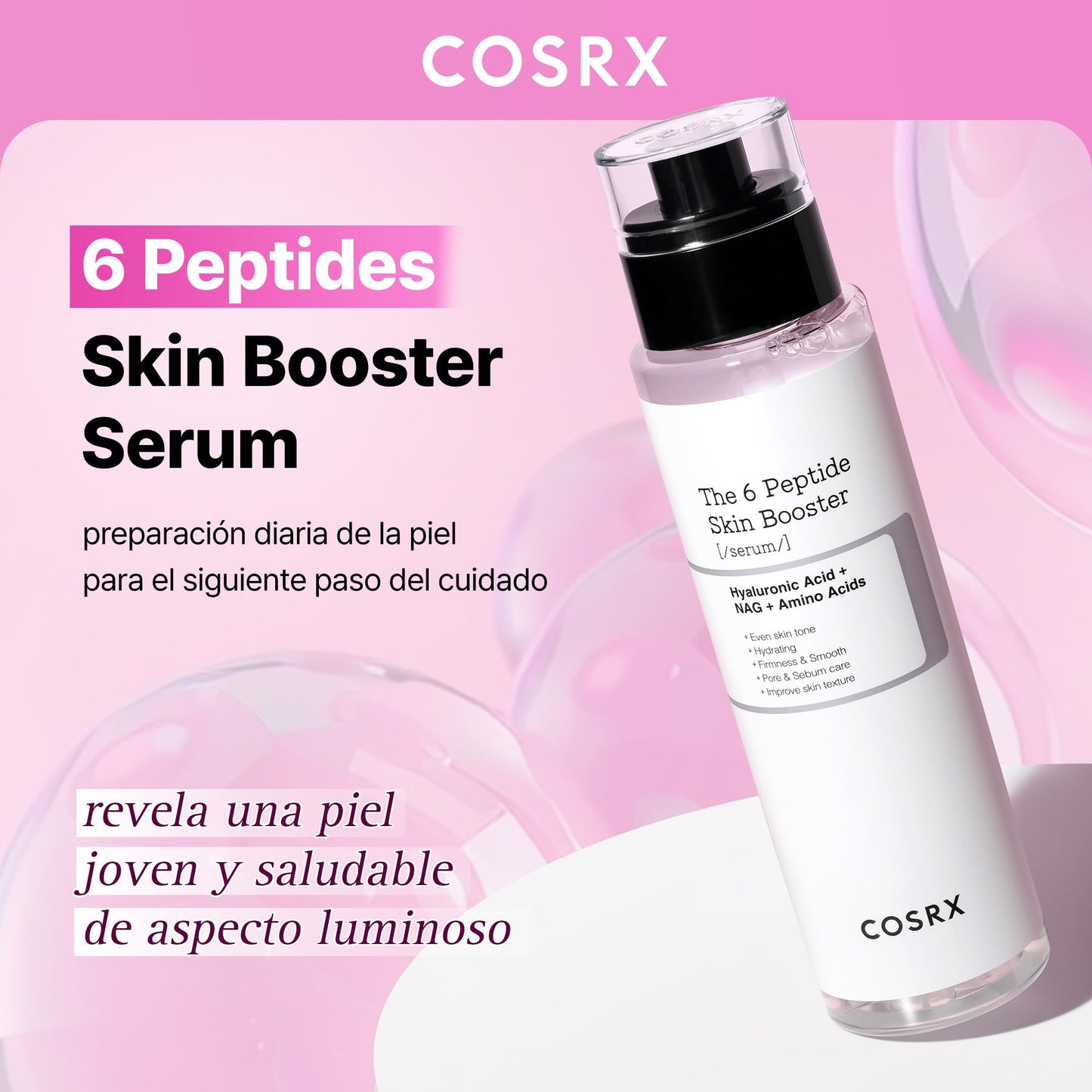 COSRX Tónico Sérum de 6X Peptidos Collagen Booster, Niacinamida y Ácido Hialurónico, Esencia Facial Potenciadora de Renovación Cutánea, para Todo Tipo de Piel, Libre de Parabenos, Korean Skincare