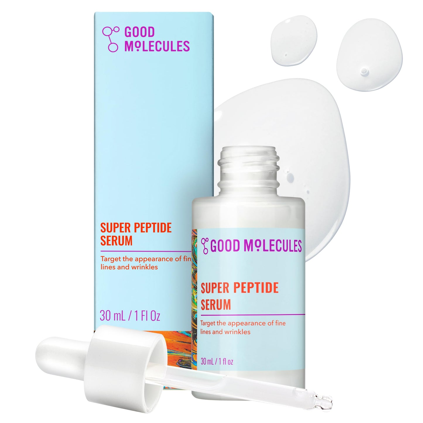 Good Molecules Super Peptide Serum - Suero facial antienvejecimiento con péptidos y tripéptidos de cobre para rellenar y reafirmar - Cuidado de la piel a base de agua para la cara